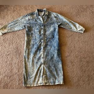 Vintage 1980’s Acid Wash Denim Duster Trench Coat Women’s